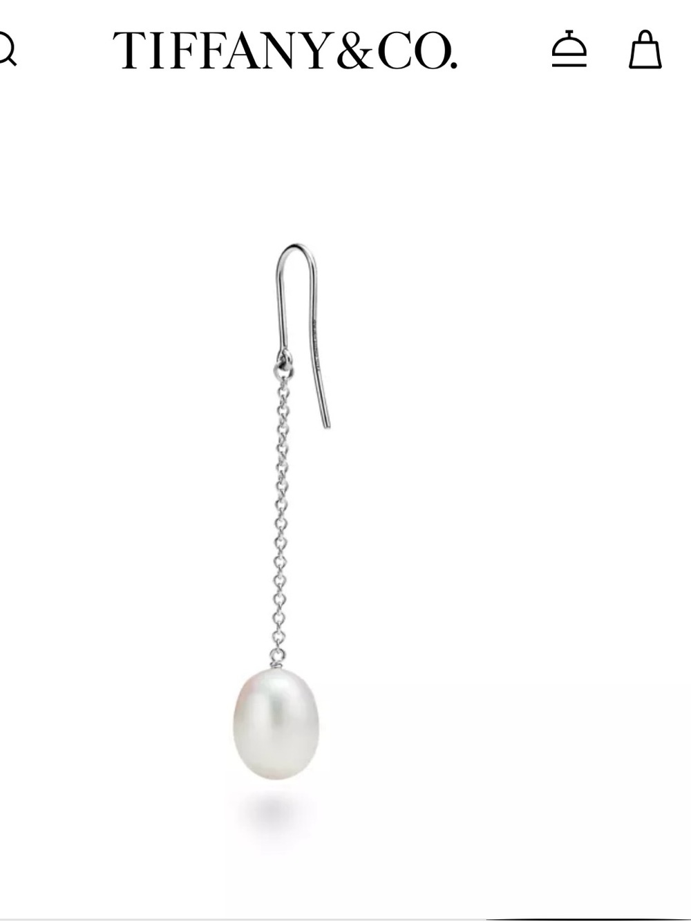 Tiffany & Co. Silver Chain Pearl Drop Earrings — White Pearl